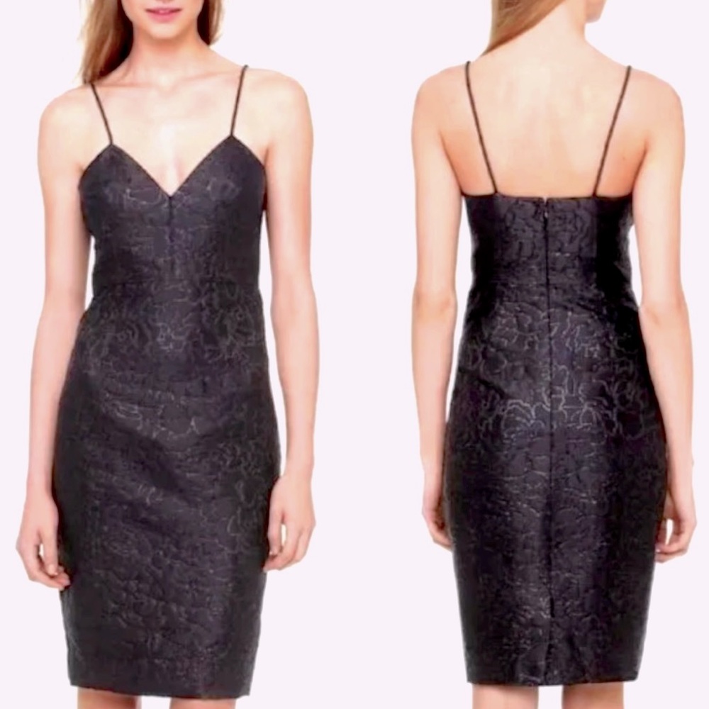 J. Crew Floral Jacquard Dress in Glitter Black size 4